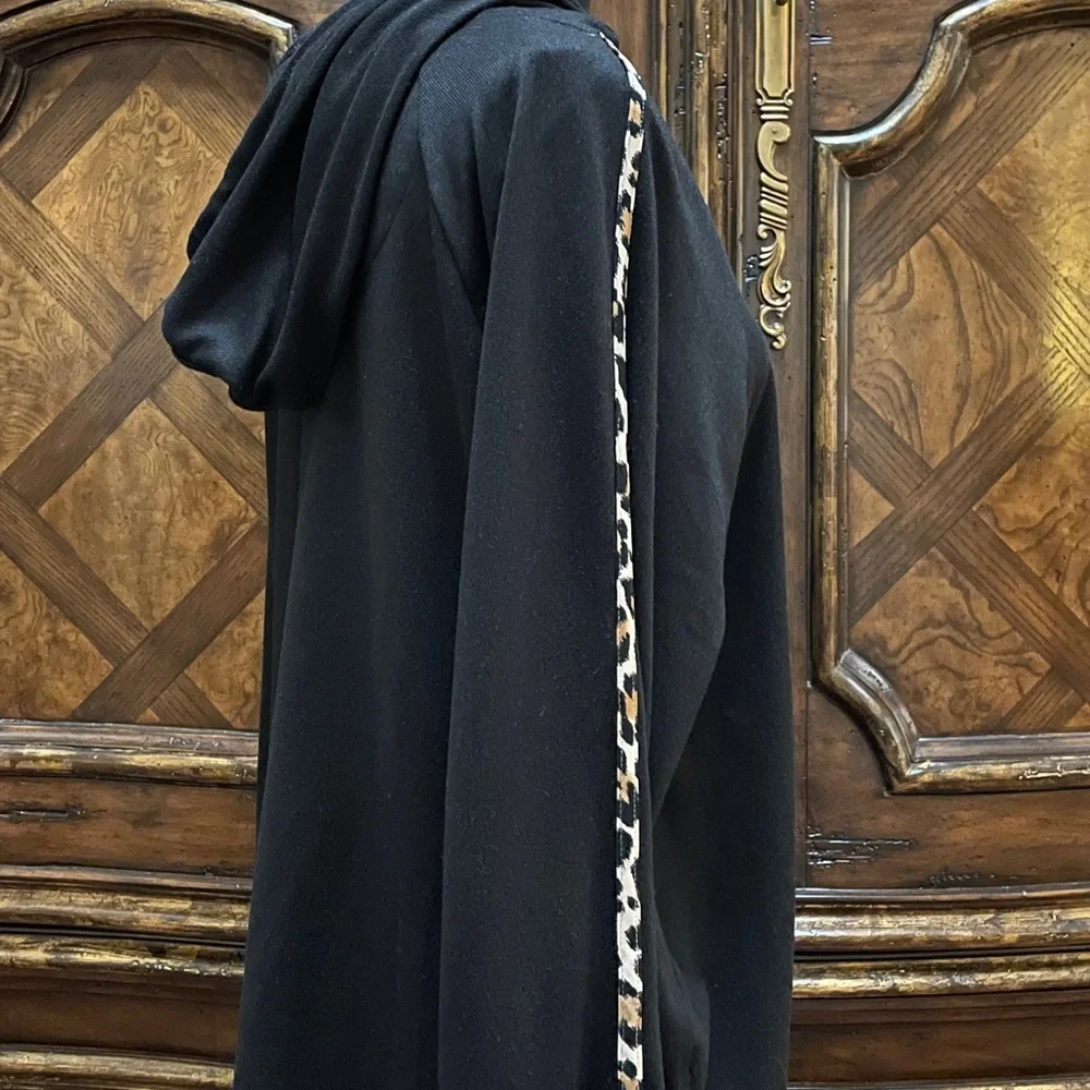 kate spade Black Hoodie with Leopard Trim